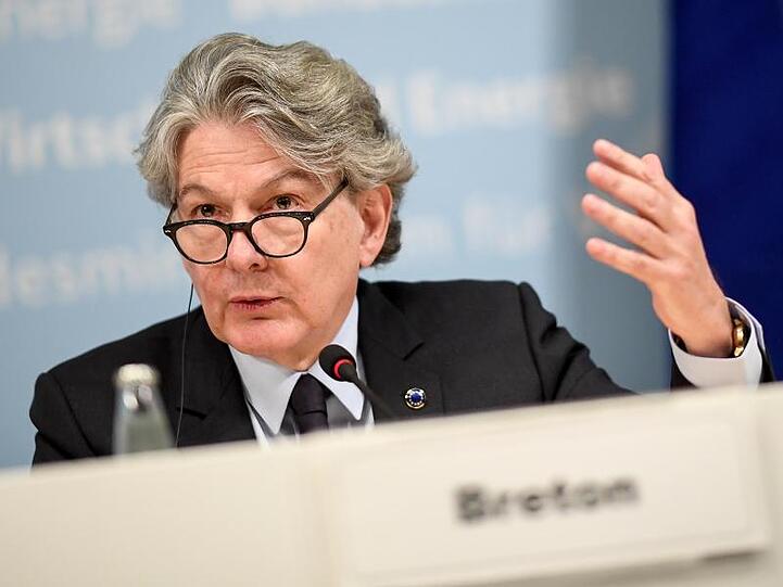 EU-Kommissar Thierry Breton Anfang des Jahres während einer Pressekonferenz in Berlin.