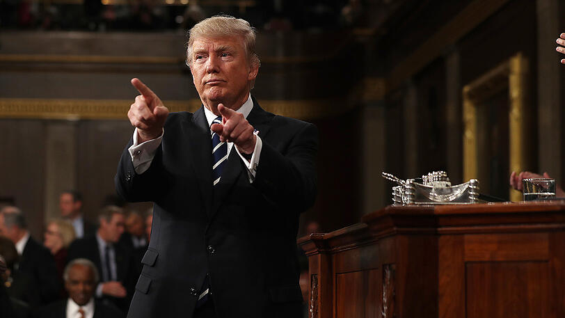 Selbstbewusst: Donald Trump nach seiner ersten Rede vor dem amerikanischen Parlament.