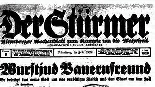 „Der Stürmer“, von Julius Streicher herausgegeben, war das schlimmste Hetzblatt in der NS-Zeit. Selbst Adolf Hitler las das pornographische Machwerk. „Der Stürmer“, von Julius Streicher herausgegeben, war das schlimmste Hetzblatt in der NS-Zeit. Selbst Adolf Hitler las das pornographische Machwerk.