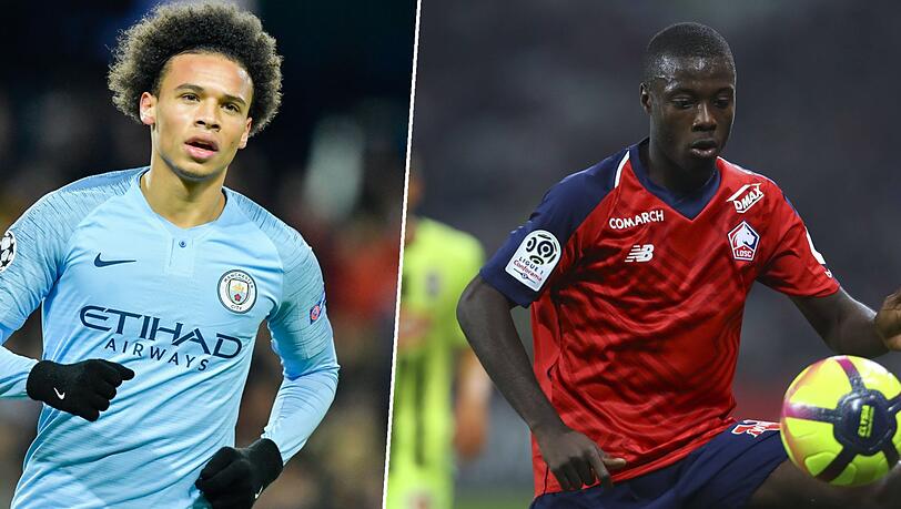 Bald im Trikot des FC Bayern? Leroy Sané (l.) und Nicolas Pepé. Bald im Trikot des FC Bayern? Leroy Sané (l.) und Nicolas Pepé.