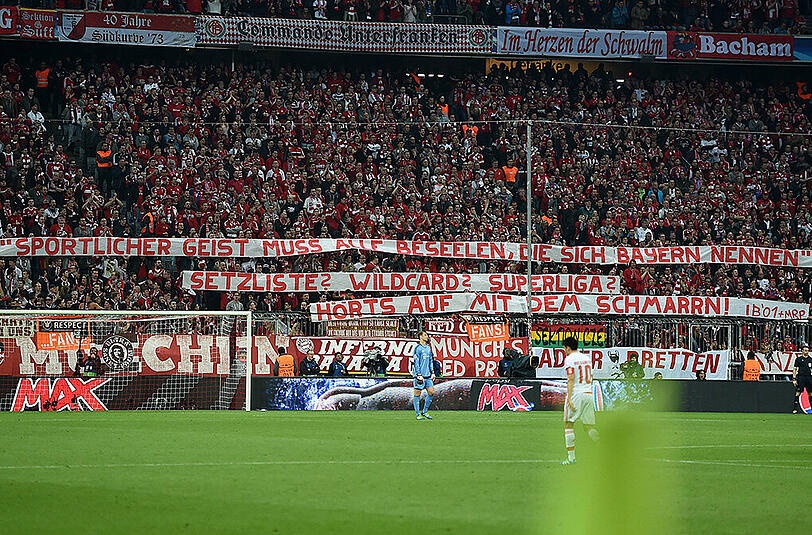 Fan-Proteste beim Champions League Spiel gegen Lissabon: "Setzliste? Wildcard? Superliga? Hörts auf mit dem Schmarrn!"