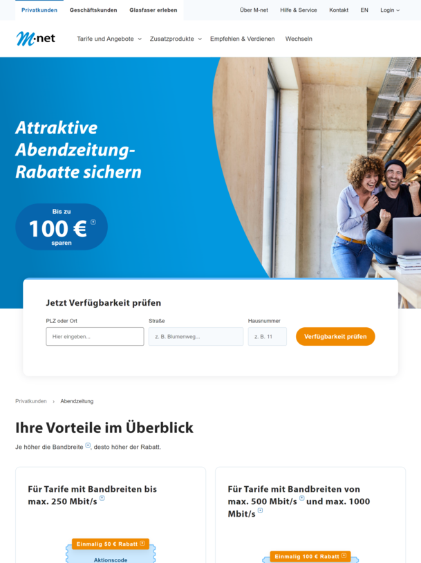 Exklusiv für Abonnenten: Attraktive Rabatte bei M-net. Exklusiv für Abonnenten: Attraktive Rabatte bei M-net.