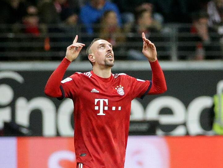 Franck Ribéry vom FC Bayern München freut sich über sein Tor. Foto: Hasan Bratic