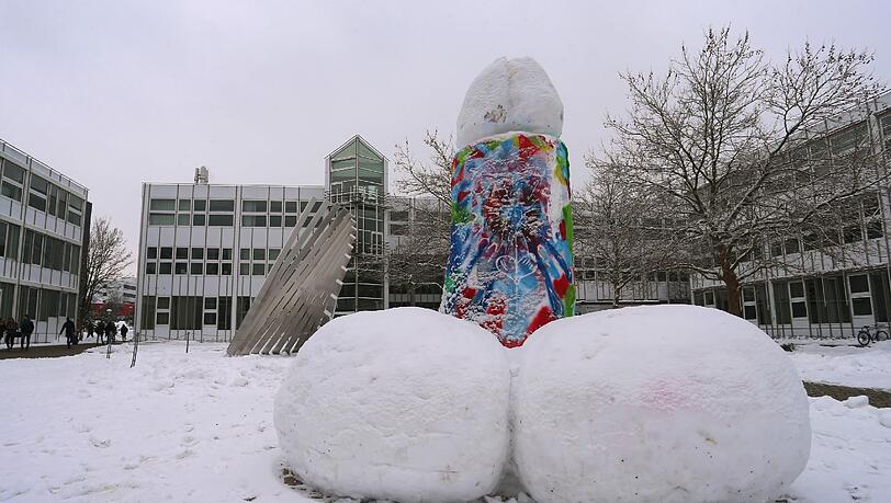 Der Schnee-Penis auf dem Uni-Gelände in Kempten Der Schnee-Penis auf dem Uni-Gelände in Kempten