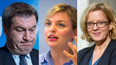 Ministerpräsident Markus Söder (CSU), Katharina Schulze (Bündnis 90/Die Grünen) und SPD-Chefin Natascha Kohnen.