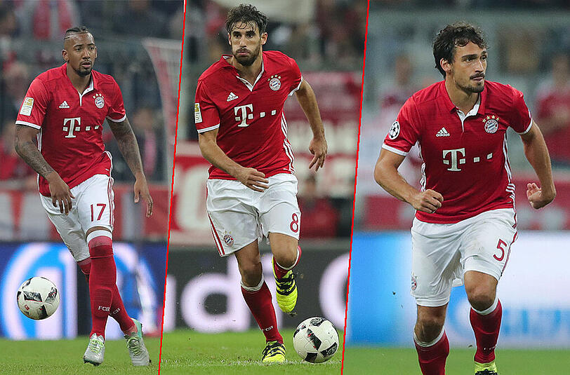 Leicht angeschlagen: Mats Hummels. Nach seiner Verletzung wieder fit: Jérôme Boateng. Im Moment in Topform: Javi Martínez.