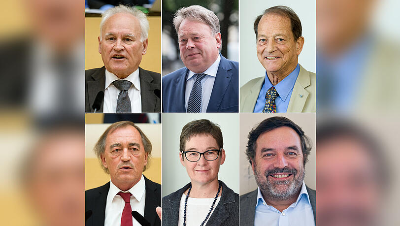 Sie verlassen das Maximilianeum (v.l.o.) – und mindestens 33 Abgeordnete mit ihnen: Erwin Huber (CSU), Helmut Brunner (CSU), Peter Paul Gantzer (SPD), Franz Schindler (SPD), Ulrike Gote (Grüne) und Christian Magerl (Grüne). Sie verlassen das Maximilianeum (v.l.o.) – und mindestens 33 Abgeordnete mit ihnen: Erwin Huber (CSU), Helmut Brunner (CSU), Peter Paul Gantzer (SPD), Franz Schindler (SPD), Ulrike Gote (Grüne) und Christian Magerl (Grüne).