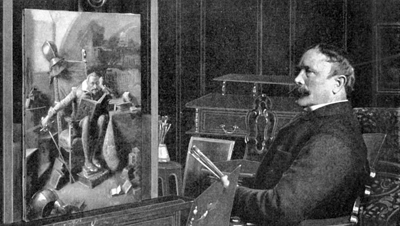 Eduard Grützner mit seinem "Don Quixote".
