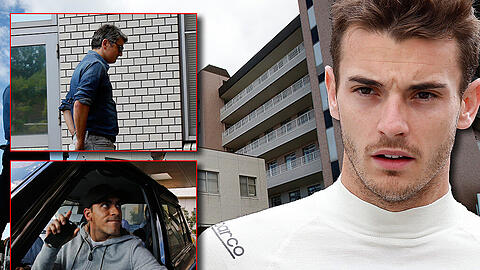 Wie steht es um Julien Bianchi? U.a. Marussia-Teamchef Marco Mattiacci (o.l.) und Teamkollege Pastor Maldonado (u.l.) waren schon in der Klinik.