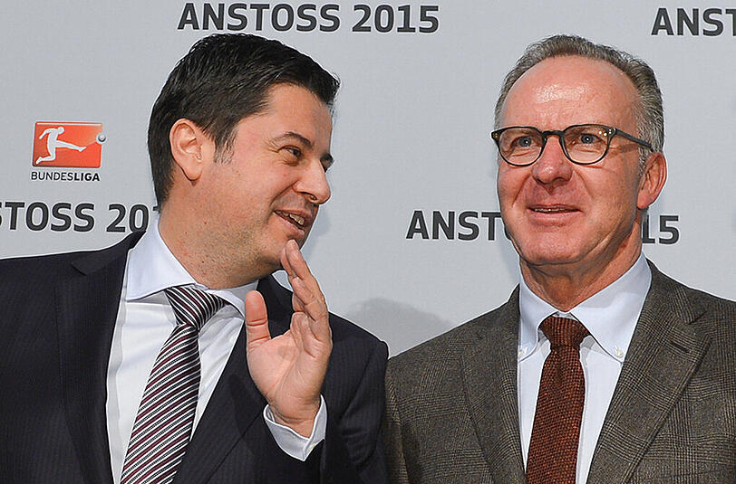 DFL-Chef Christian Seifert und Karl-Heinz Rummenigge beim Neujahrsempfang der DFL 2015