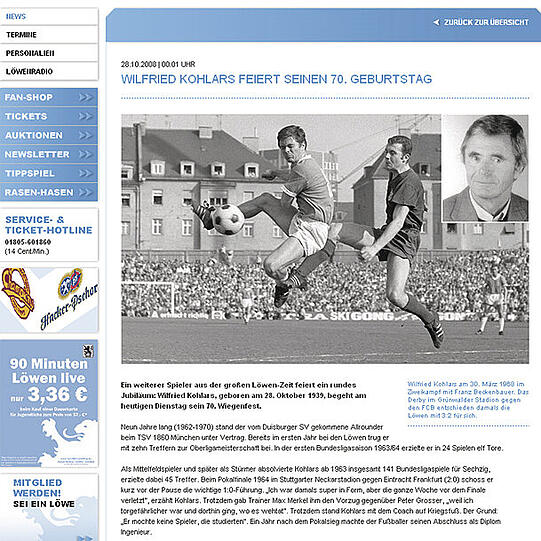 Da steht&rsquo;s: Kohlars ist 1939 geboren. Dass die Löwen ausrechneten, er werde demnach 70, sei &bdquo;ein Versehen&ldquo;, sagt der Klubsprecher.