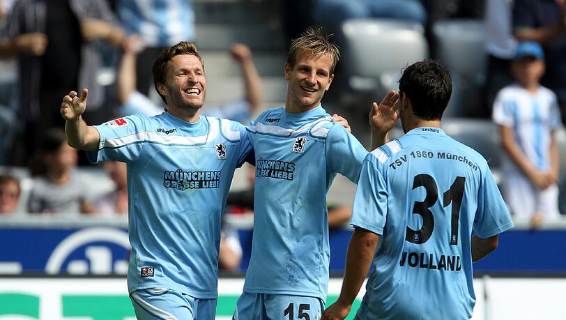 Die Jubel-Löwen: Benny Lauth, Stefan Aigner und Kevin Volland. Die Jubel-Löwen: Benny Lauth, Stefan Aigner und Kevin Volland.
