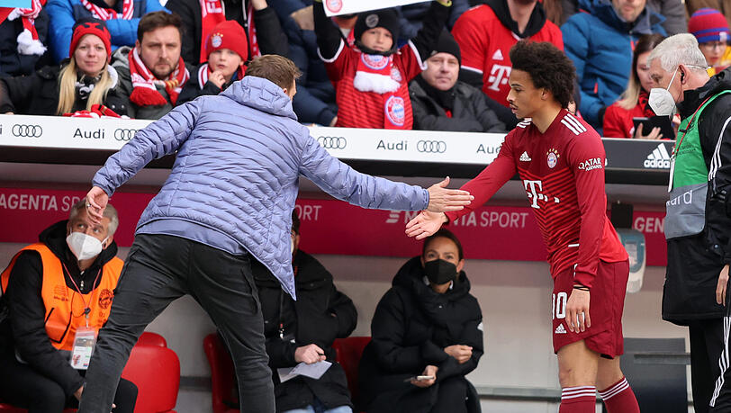 Sané (r.) klatscht mit Nagelsmann ab. Sané (r.) klatscht mit Nagelsmann ab.
