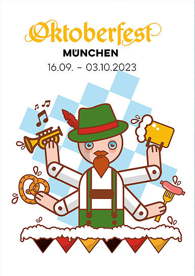 Wie sieht das Oktoberfest-Plakat 2023 aus? 45 Motive stehen zur Auswahl.