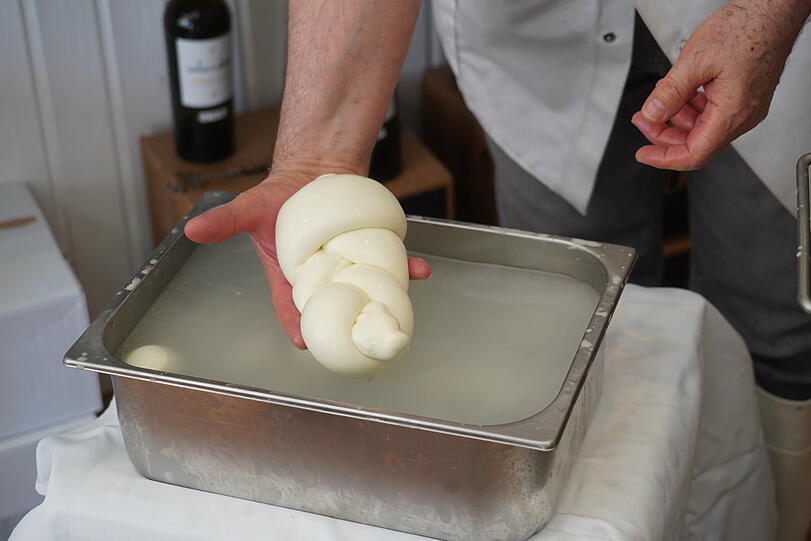 So einen hübschen Mozzarella-Zopf gibt es in verschiedenen Größen auf Vorbestellung.