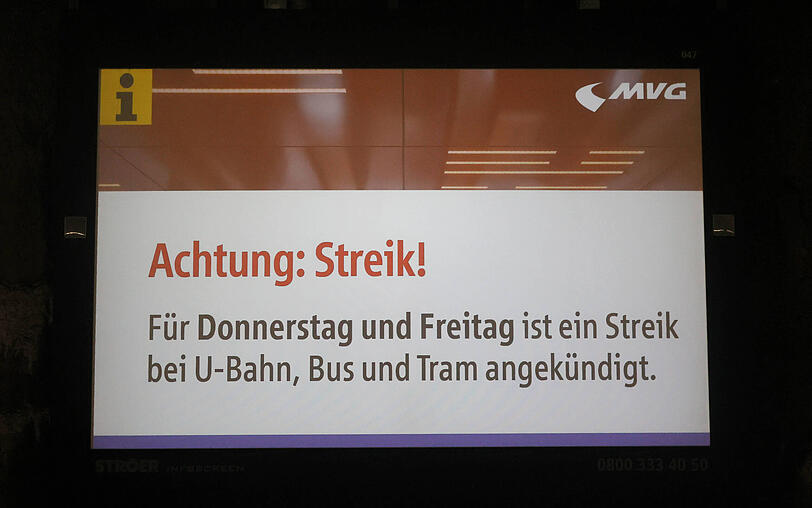 ÖPNV-Streik in München – mal wieder. Am Donnerstag und Freitag legen viele Beschäftigte der MVG ihre Arbeit nieder.