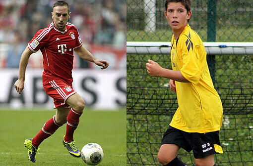 Der Weltstar und sein kleiner Bruder: Franck Ribéry (30, l.) spielt beim FC Bayern, Steven Ribéry (19, o., auf dem Bild als 17-Jähriger im Trikot vom RC Lens) würde sich gerne der U19 anschließen.