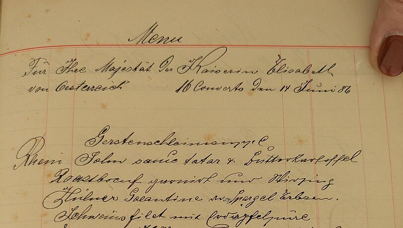 Das Men&uuml; f&uuml;r die Kaiserin im Jahr 1886.