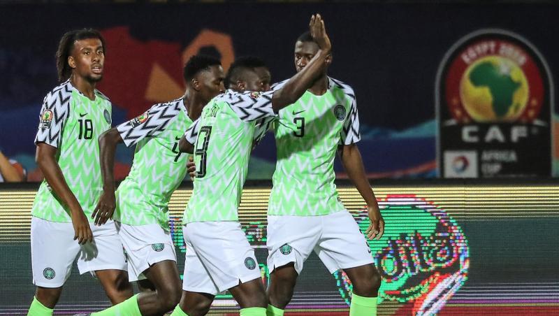 Nigerias Spieler feiern das 1:0 ihrer Mannschaft beim Spiel um Platz drei gegen Tunesien. Nigerias Spieler feiern das 1:0 ihrer Mannschaft beim Spiel um Platz drei gegen Tunesien.
