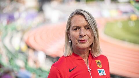 Leichtathletik-Cheftrainerin Annett Stein aufgenommen bei einem Pressegespräch.