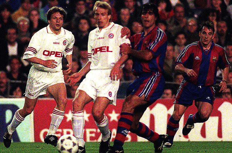 16.4.1998 FC Barcelona &ndash; FC Bayern 1:2: Ausgerechnet Babbel, der mit dem Fehler im Hinspiel, trifft für Bayern in der 40. Minute. Und in der 84. sorgt Witeczek (l.) für ein beruhigendes 2:0. De la Penas 1:2 kommt zu spät. Bayern besiegt Barca im Halbfinale und holt anschließend den Cup gegen Bordeaux.