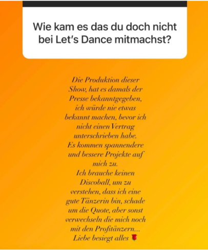 Natalie Volk macht ihrem Ärger über Let's Dance via Instagram Luft.