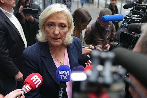 Die Fraktionsvorsitzende des Rassemblement National, Marine Le Pen. Die Fraktionsvorsitzende des Rassemblement National, Marine Le Pen.