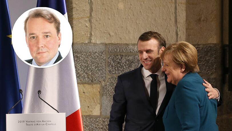 Verstehen sich: Emmanuel Macron, Präsident von Frankreich, und Bundeskanzlerin Angela Merkel (CDU) nach der Unterzeichnung des Vertrags. Verstehen sich: Emmanuel Macron, Präsident von Frankreich, und Bundeskanzlerin Angela Merkel (CDU) nach der Unterzeichnung des Vertrags.