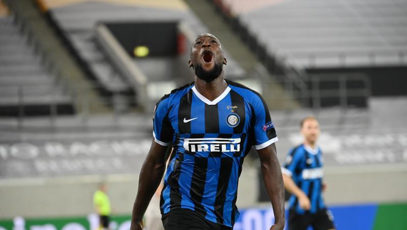 Inter Mailands Stürmer Romelu Lukaku schreit seine Freude hinaus. Inter Mailands Stürmer Romelu Lukaku schreit seine Freude hinaus.