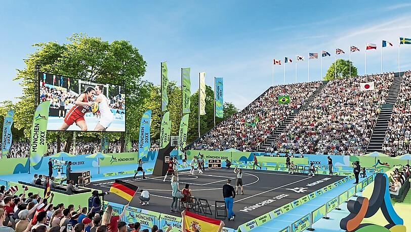 Die Basketball-Variante 3x3 ist im s&uuml;dlichen Olympiapark geplant - allerdings nicht auf dem Gel&auml;nde des FC Teutonia.