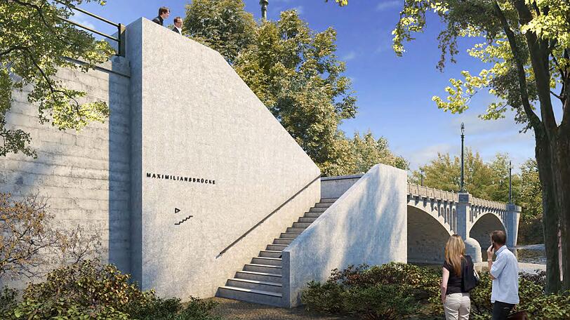 So soll die neue Treppe zur Praterinsel aussehen. Im Viertel wird das Projekt kritisiert, denn für den Aufgang müssen viele, alte Bäume fallen.