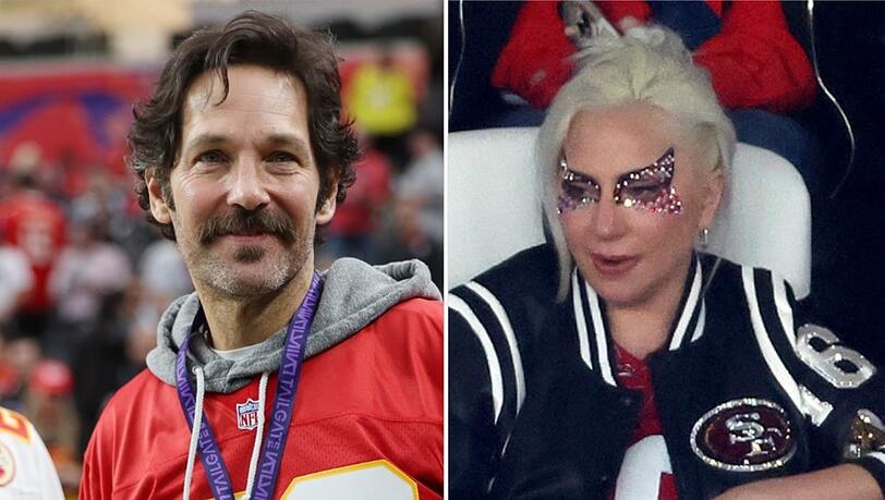 Paul Rudd feierte den Sieg seiner Chiefs, bei Lady Gaga blitzte hingegen ein 49ers-Trikot unter der Jacke hervor.