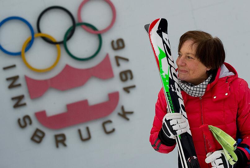 Rosi Mittermaier vor einigen Wochen am Ort ihrer größten Triumphe.