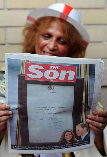 Zur Geburt des kleinen George benennt sich die Zeitung "The Sun" für einen Tag um: "The Son" - der Sohn.