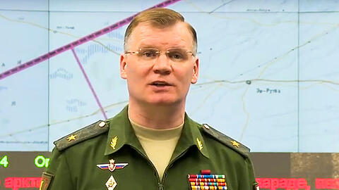 Das Videostandbild von der Internetseite des russischen Verteidigungsministeriums zeigt den russischen Generalmajor Igor Konaschenkow bei einem Briefing. (Archivbild)
