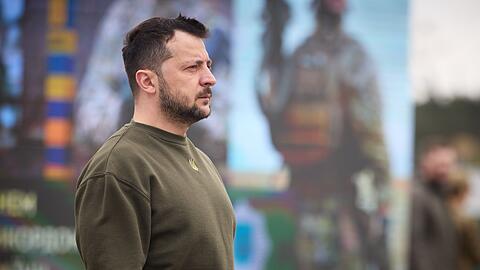 Der ukrainische Präsident Wolodymyr Selenskyj bei einer Veranstaltung zum Tag des Grenzschutzes.
