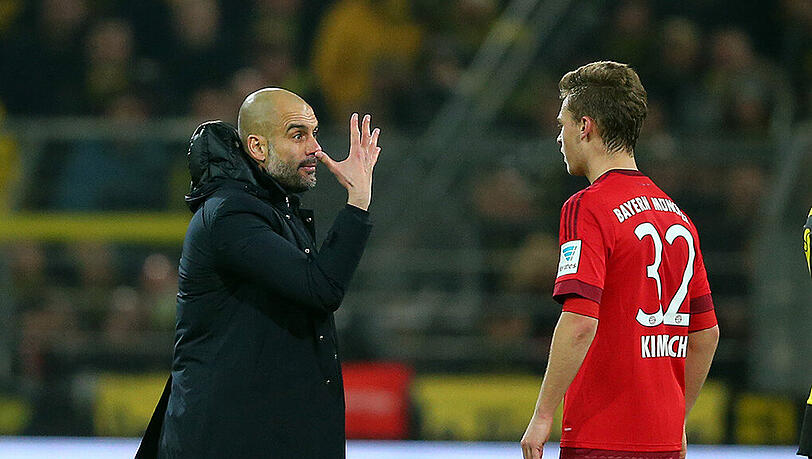Pep Guardiola (l.): so lobt er auf seine Art Joshua Kimmich. Pep Guardiola (l.): so lobt er auf seine Art Joshua Kimmich.