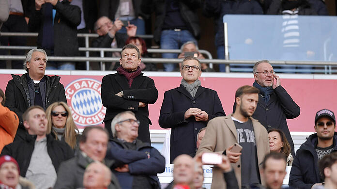 Führungsriege des FC Bayern (v. r.): Karl-Heinz Rummenigge, Jan-Christian Dreesen, Andreas Jung und Jörg Wacker.