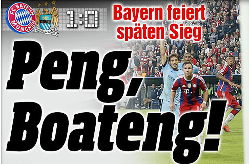 Peng, peng, Boateng! Plakativ kommt Bild.de am Tag nach dem Bayern-Sieg daher.