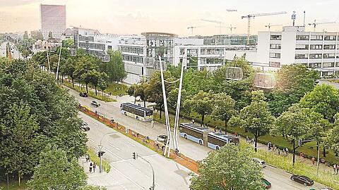 So könnte die Seilbahn in München aussehen.