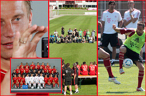Anstrengender Tag für die Bayern-Kicker: Posing fürs Foto, dann gleich zum Training. Die Bilder von der Säbener