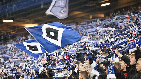 Fans des Hamburger SV feiern ihre Mannschaft.