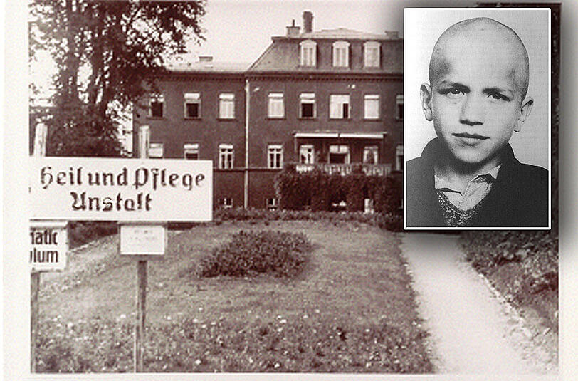 In der "Heil- und Pflege-Anstalt" wurden 2300 Menschen ermordet. Auch Ernst Lossa (kleines Foto). Es ist das einzige Foto von ihm, das exisitiert.