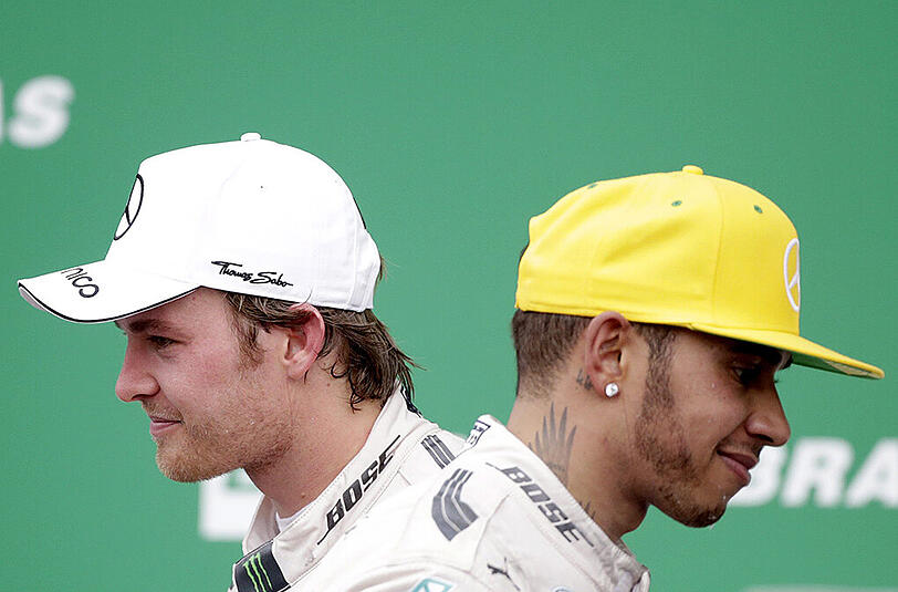Im Duell mit Nico Rosberg (links) bot sich Weltmeister Lewis Hamilton (rechts) nie eine echte Überholchance.