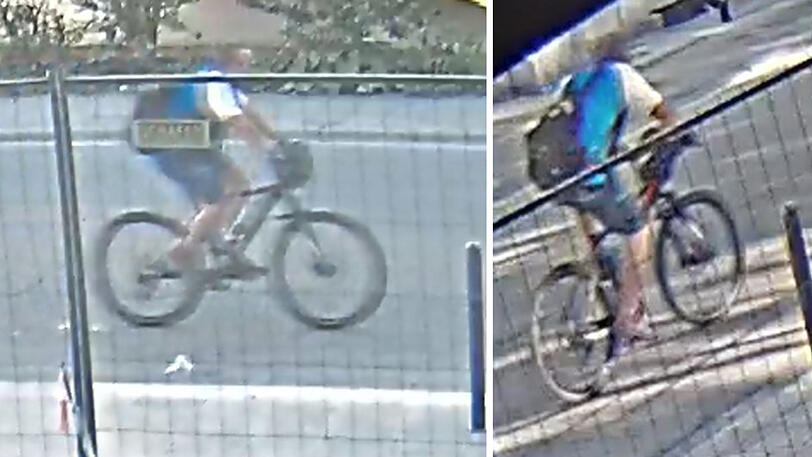 Mit diesen neuen Fotos fahndet die Polizei nach dem flüchtigen Radler.