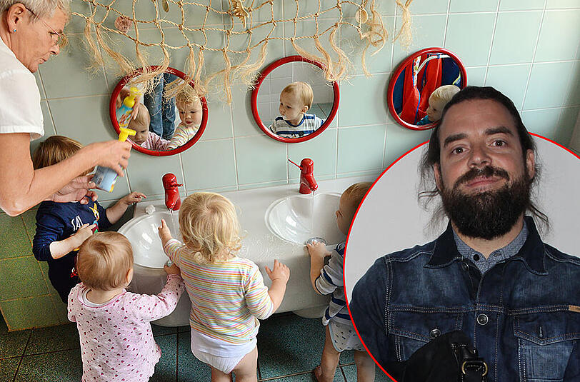 Kleinkinder in der Kita: In München sind Plätze immer noch rar. Rechts: Pauls Papa Fabian Z.