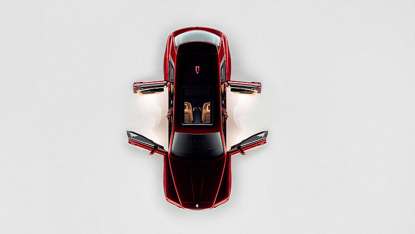 Von oben betrachtet: Auch beim Cullinan sind die Türen Rolls-Royce-typisch gegenläufig angeschlagen.