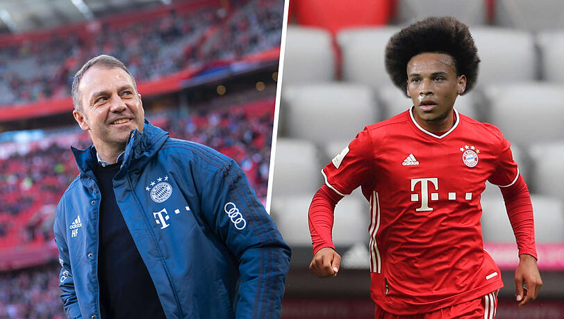 Bayern-Trainer Hansi Flick (l.) steht mit Neuzugang Leroy Sané ein echter Offensiv-Star zu Verfügung. Bayern-Trainer Hansi Flick (l.) steht mit Neuzugang Leroy Sané ein echter Offensiv-Star zu Verfügung.
