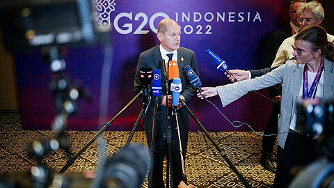 Bundeskanzler Olaf Scholz beim G20-Gipfel in Indonesien.