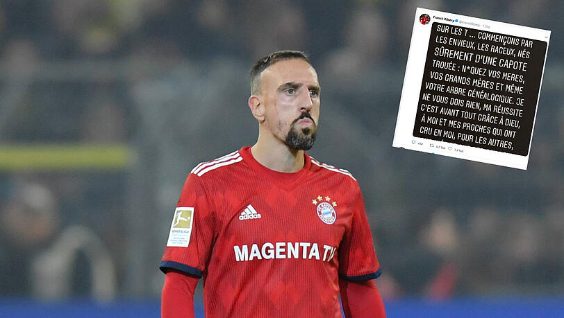 Frank Ribéry ist via Twitter mit drastischen Beschimpfungen Worten auf seine Kritiker losgegangen. Frank Ribéry ist via Twitter mit drastischen Beschimpfungen Worten auf seine Kritiker losgegangen.